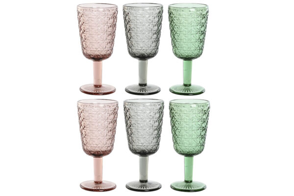 COPA VIDRIO RELIEVE - SET DE 6 COLOR SURTIDO  285ML