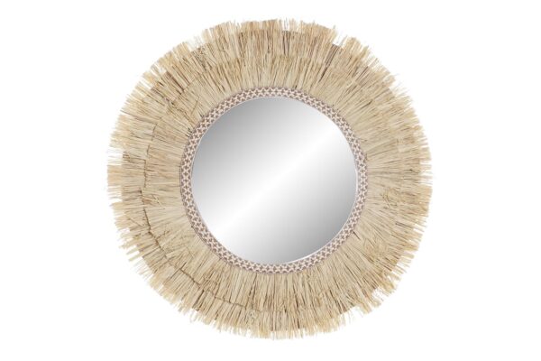 ESPEJO RAFIA NATURAL CRISTAL 40X2X40