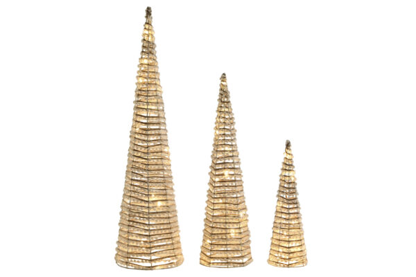 ARBOL NAVIDAD CONO LUZ LED SET 3 LED RATAN