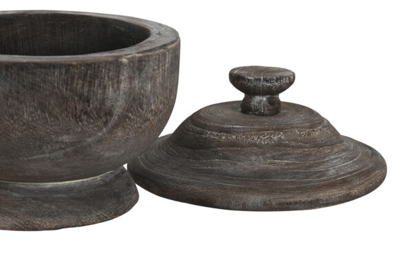 JARRON TIBOR MADERA CON TAPA ENVEJECIDO